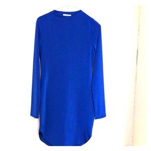 Long sleeves royal blue dress